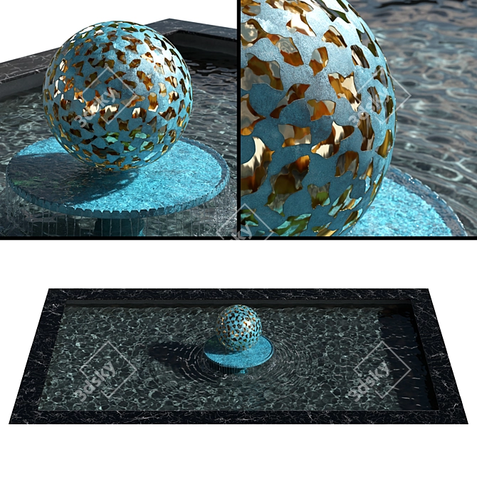 Harber's Water Mantle - Elegant Bronze Fountain 3D model image 1