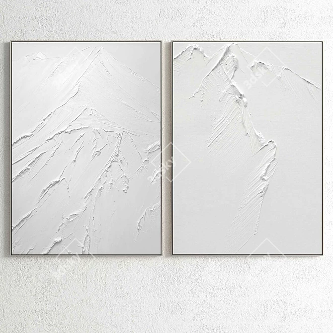 Plaster Double Photo Frame - Elegant Home Decor 3D model image 2