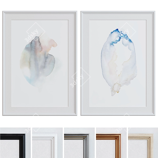 Modern Abstract Picture Frame Set 3D model image 1