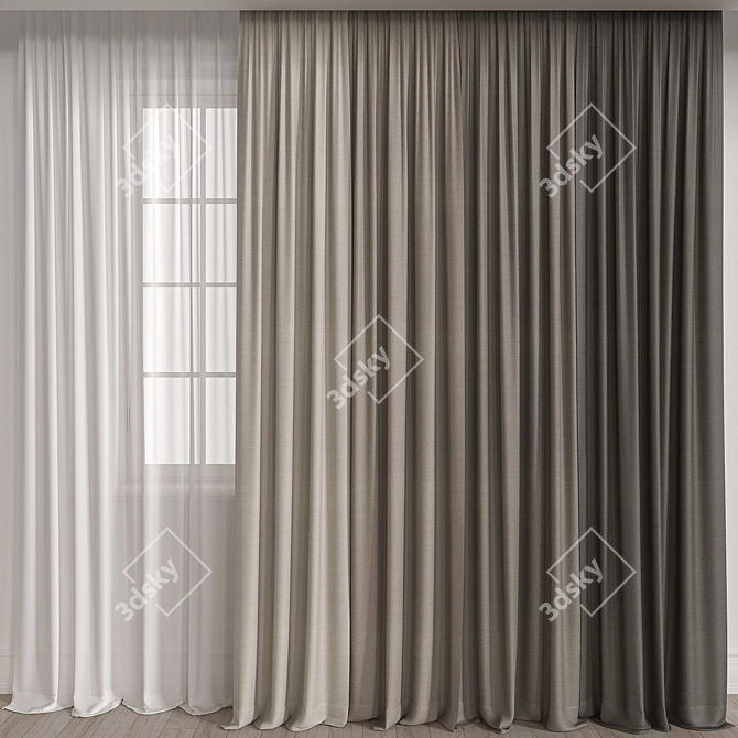 Elegant Curtain Design 3D model image 1