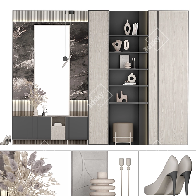 Modern Hallway Set: Sleek & Stylish 3D model image 1