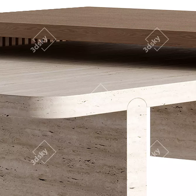 Natural Elegance: Stick and Stone Center Table 3D model image 3