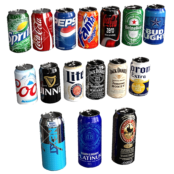 Canned Beverage Assortment 3D model image 4