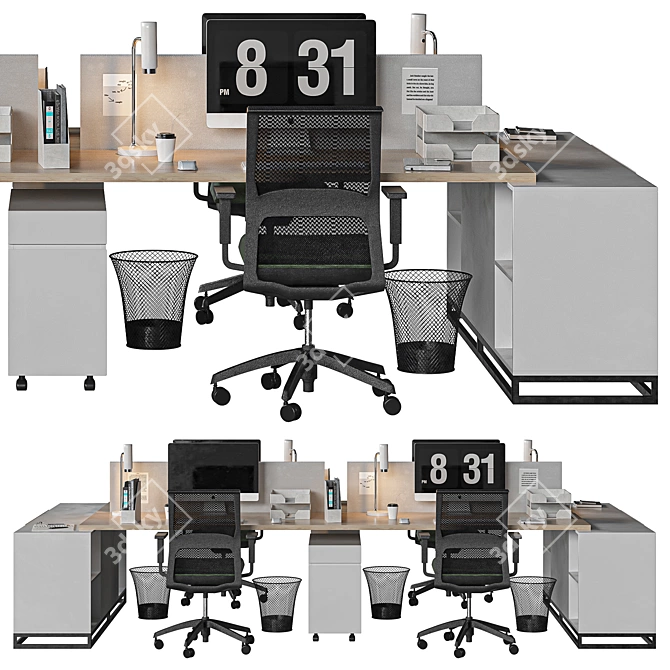 Elegant Office Chair Set 3D model image 2