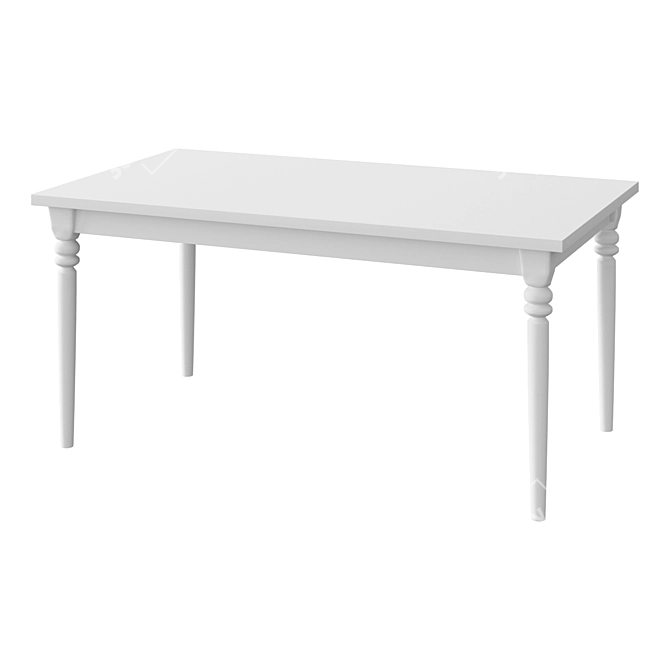 Modern Chrome and White High-Gloss Table 3D model image 1