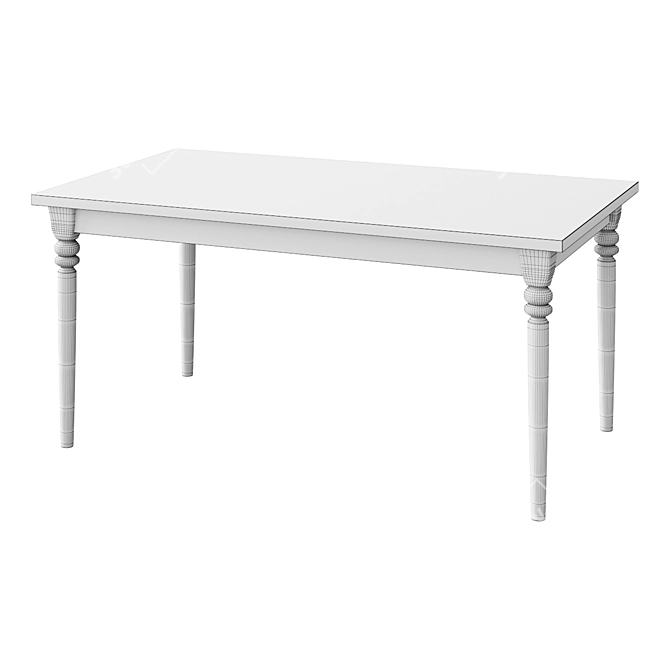 Modern Chrome and White High-Gloss Table 3D model image 2