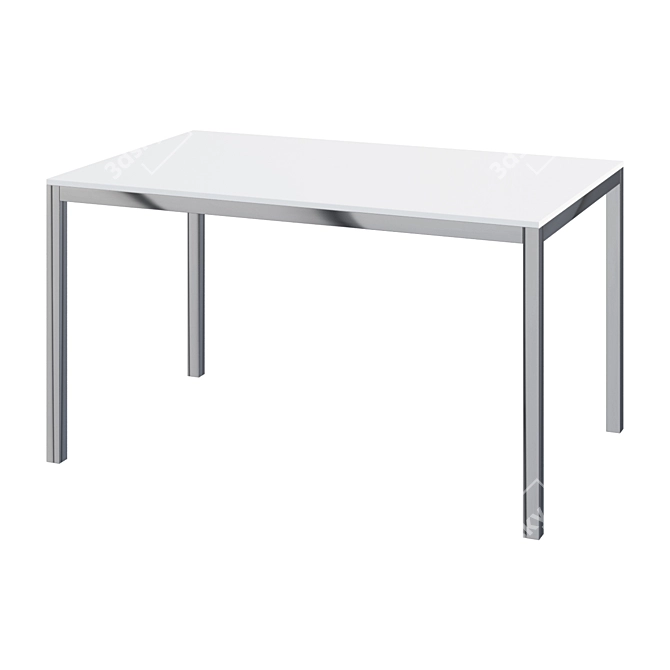 Modern Chrome and White High-Gloss Table 3D model image 3