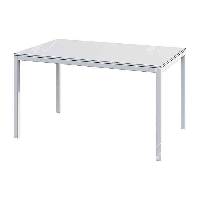 Modern Chrome and White High-Gloss Table 3D model image 4