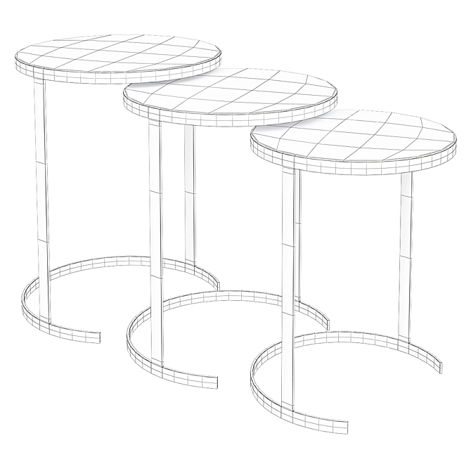 Luxurious Gold & Black Nesting Accent Tables 3D model image 2