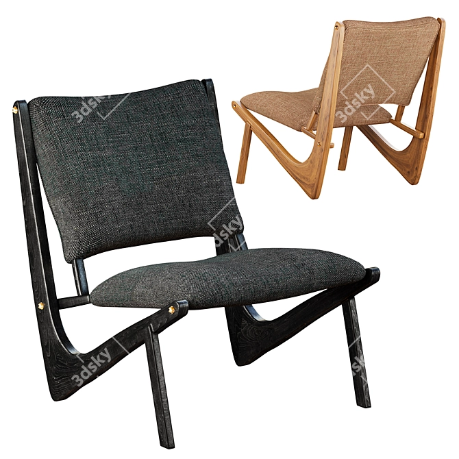 Sleek Boomerang Chair: Modern Comfort in Charcoal 3D model image 3