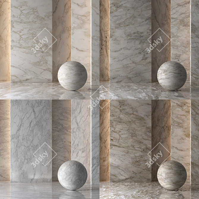 4-Piece Set of Light Granite Tiles 3D model image 1