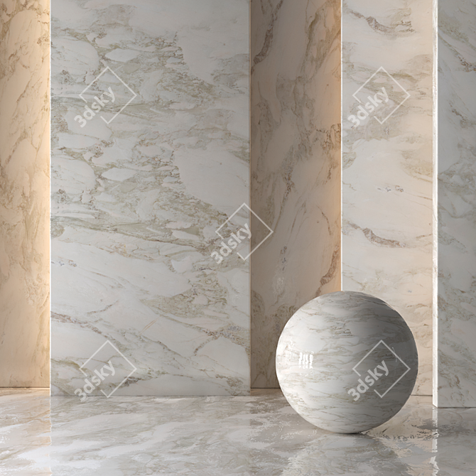 4-Piece Set of Light Granite Tiles 3D model image 2