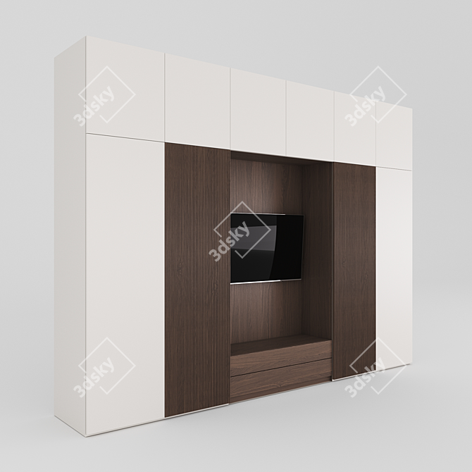 White Wood Wardrobe: Stylish and Spacious 3D model image 1