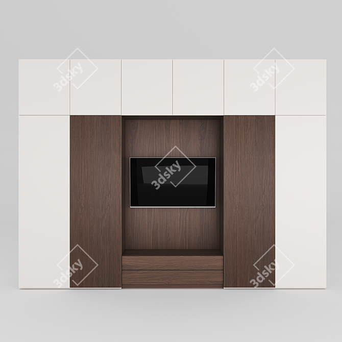 White Wood Wardrobe: Stylish and Spacious 3D model image 2