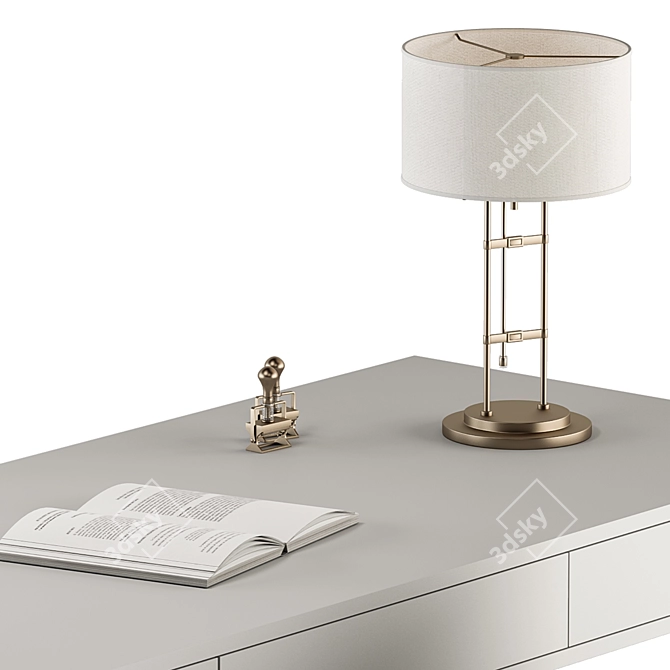 Elegant White & Gold Home Office Table 3D model image 3