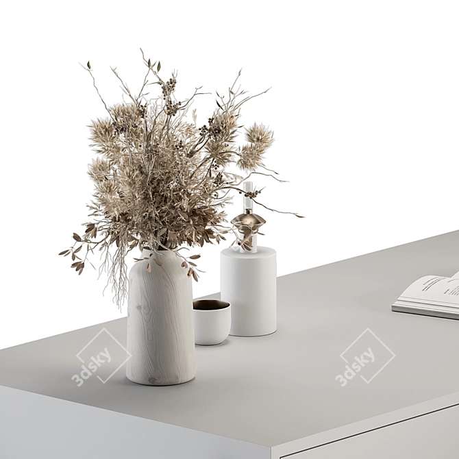 Elegant White & Gold Home Office Table 3D model image 4