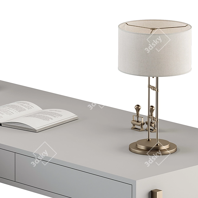 Elegant White & Gold Home Office Table 3D model image 6