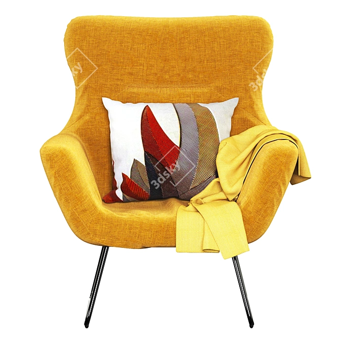 Elegant Leya Wingback Chair 3D model image 2