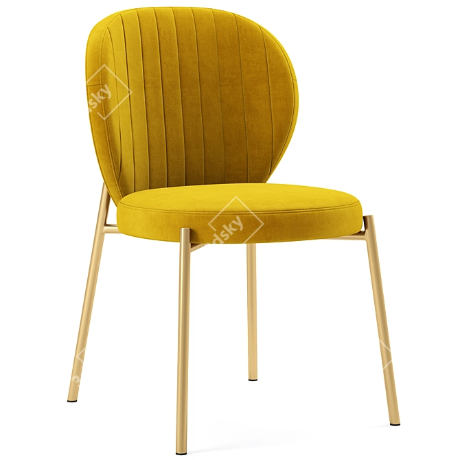 Luxury Velvet Dining Chair - Golden Upholstered Velvet Chair 3D model image 2