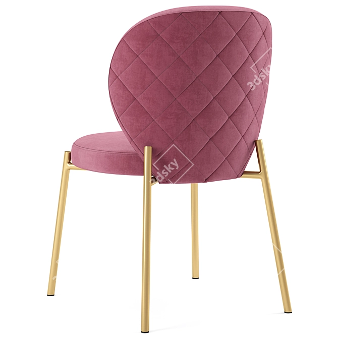 Luxury Velvet Dining Chair - Golden Upholstered Velvet Chair 3D model image 4