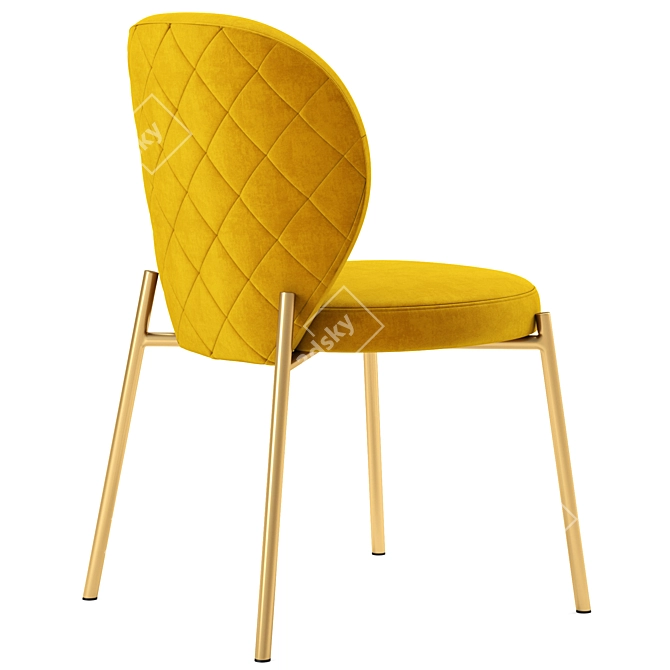 Luxury Velvet Dining Chair - Golden Upholstered Velvet Chair 3D model image 5