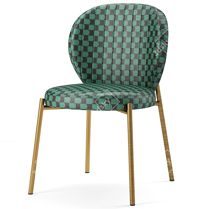 Luxury Velvet Dining Chair - Golden Upholstered Velvet Chair 3D model image 6