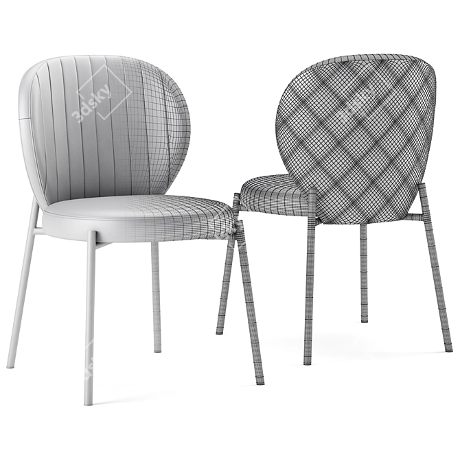 Luxury Velvet Dining Chair - Golden Upholstered Velvet Chair 3D model image 7