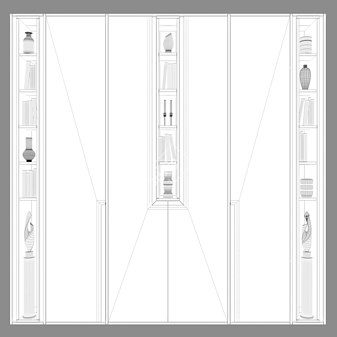 Modern Style Wardrobes with Integrated Handles 3D model image 3