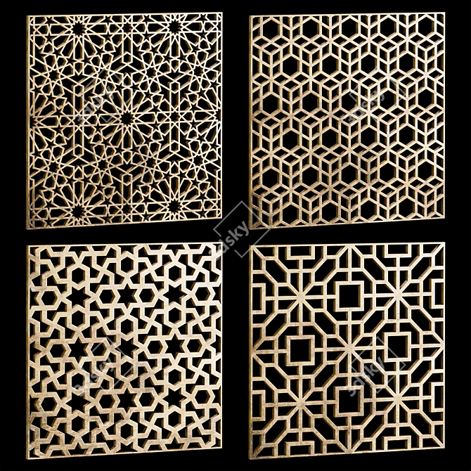 Decorative Square Panels Set 3D model image 1