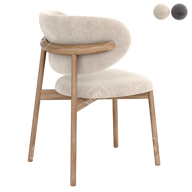 Elegant Oleandro Wood Chair: Calligaris-Inspired 3D model image 3