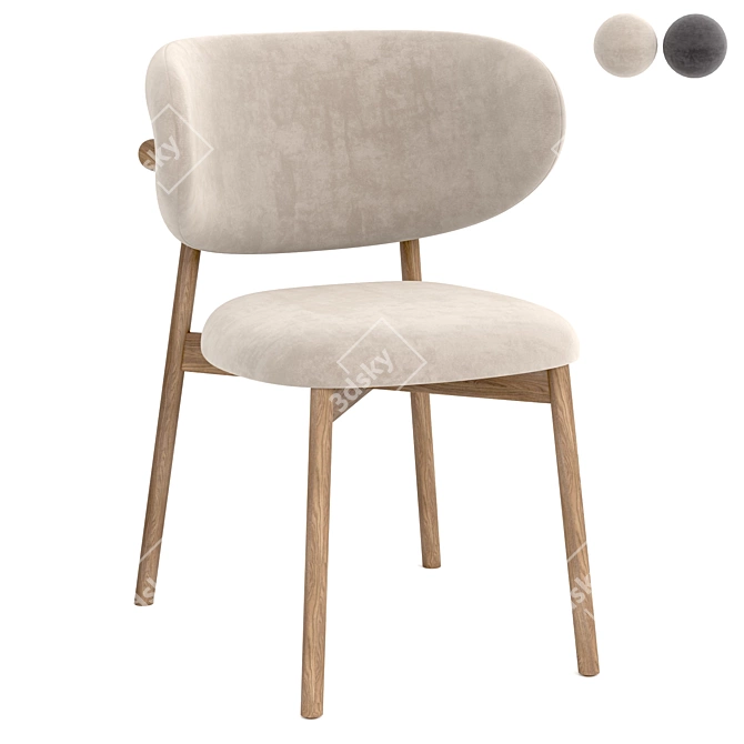 Elegant Oleandro Wood Chair: Calligaris-Inspired 3D model image 4