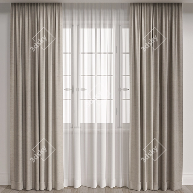 Elegant Rendered Curtain A004 3D model image 1