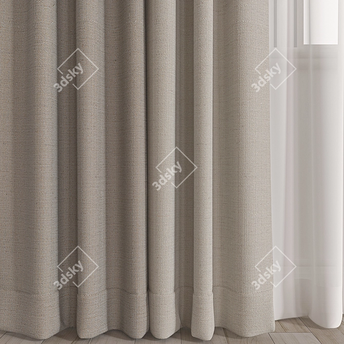 Elegant Rendered Curtain A004 3D model image 2