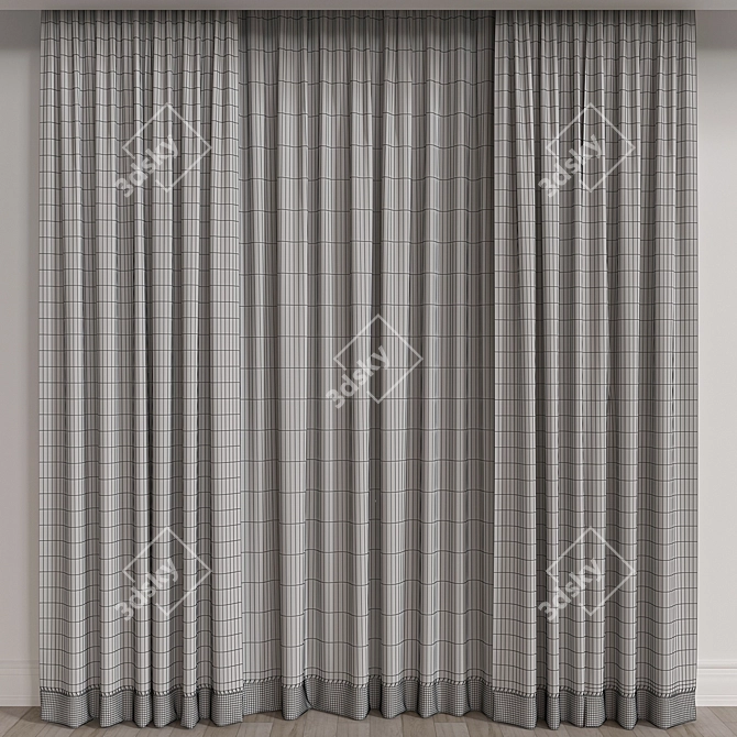 Elegant Rendered Curtain A004 3D model image 3