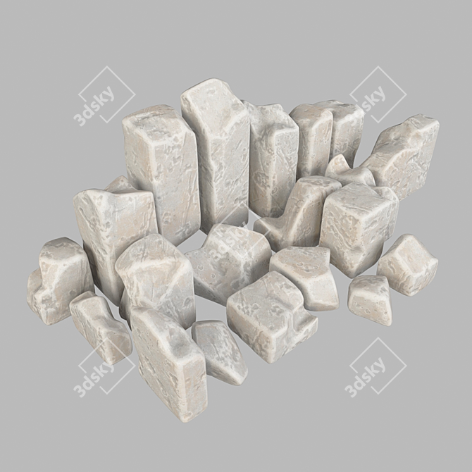 Smooth Stone Block Decor 3D model image 5