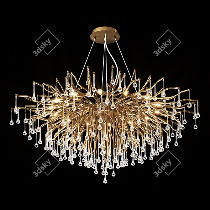 Elegant Nordic Gold Crystal Chandelier 3D model image 1