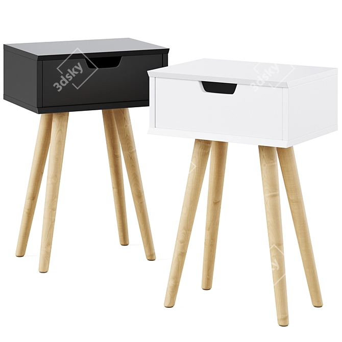 Sleek Mitra Bedside Table by Actona 3D model image 1