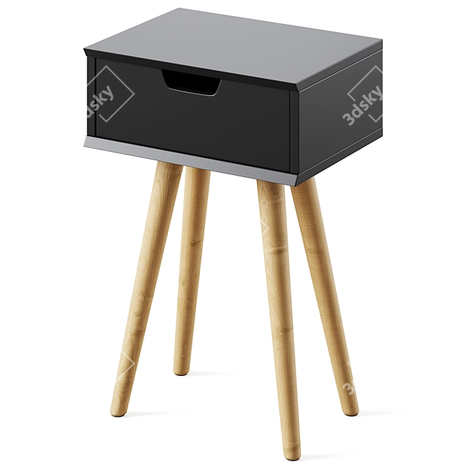Sleek Mitra Bedside Table by Actona 3D model image 5