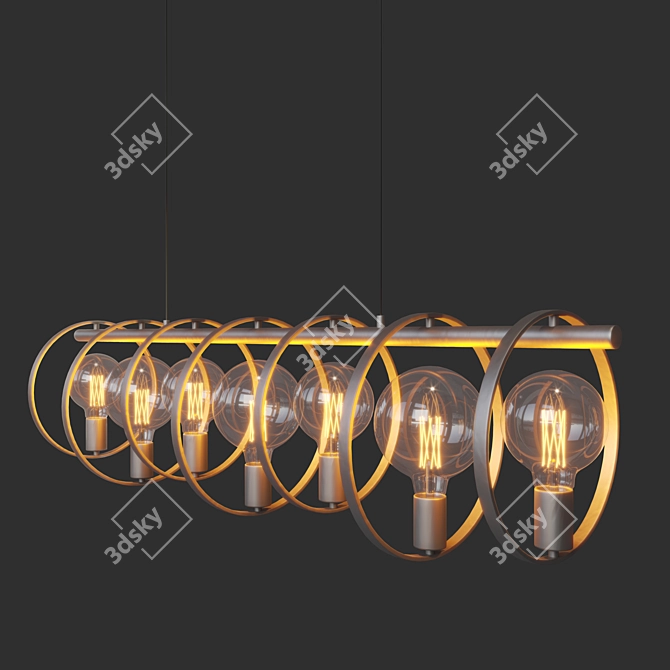 Reed Industrial Hanging Lamp: 7-Light Metal 3D model image 2