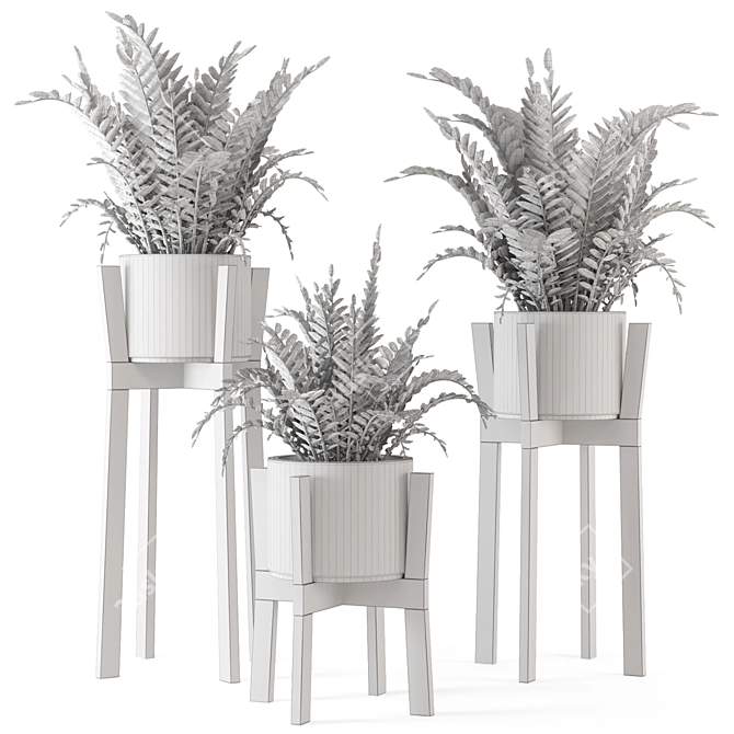 Rustic Indoor Plants in Concrete Pot - Set 535 3D model image 7