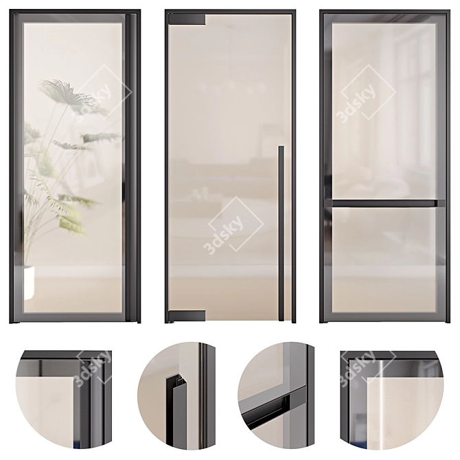 Elegant Glass Anywhere Doors 3D model image 1