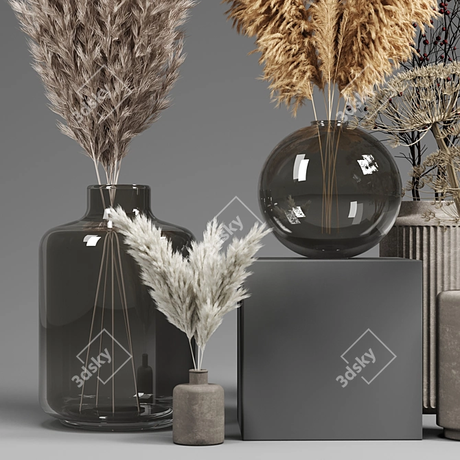 Harvest Bliss: Dry Bouquet Set 3D model image 2