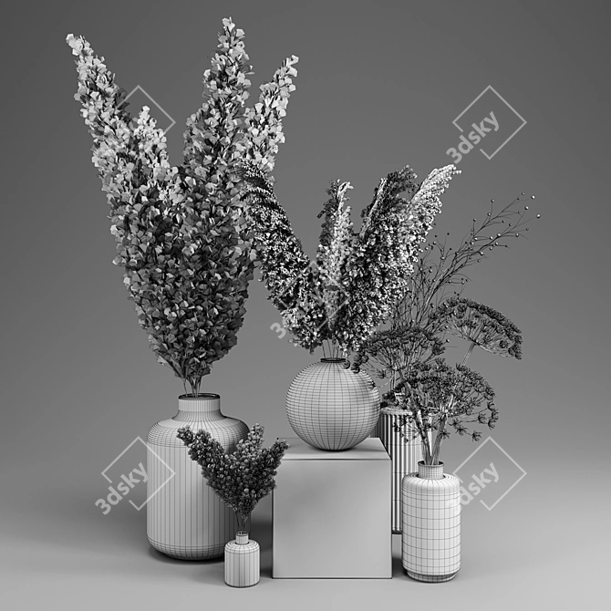 Harvest Bliss: Dry Bouquet Set 3D model image 3