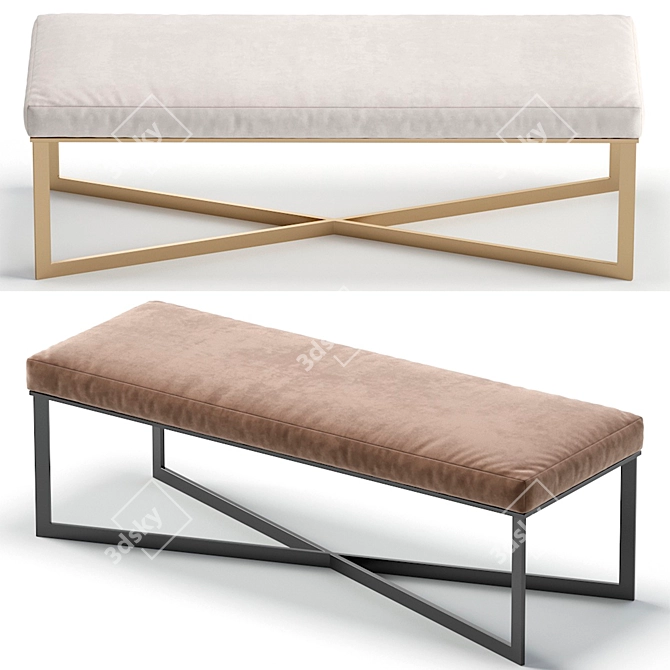 Modern Bench RALPH in 3 Chic Colors 3D model image 2