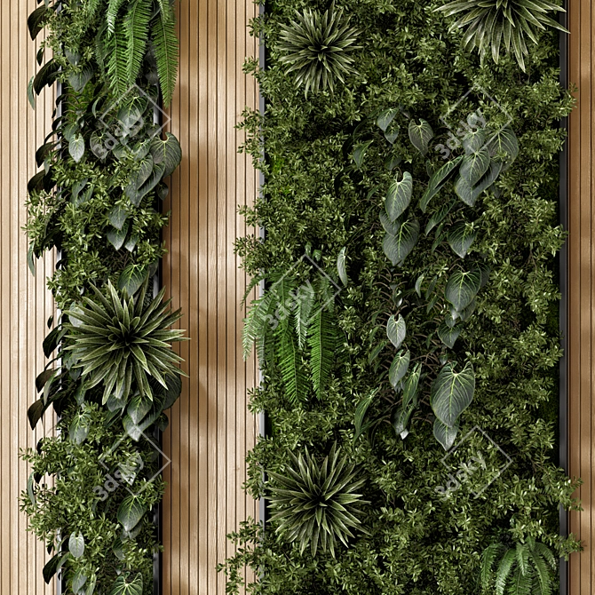 Wooden Base Vertical Garden - Set 536 3D model image 2