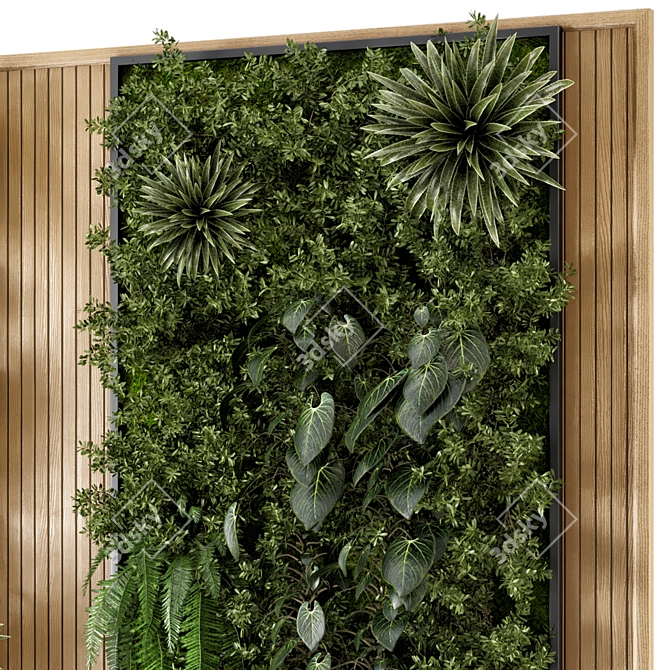 Wooden Base Vertical Garden - Set 536 3D model image 3