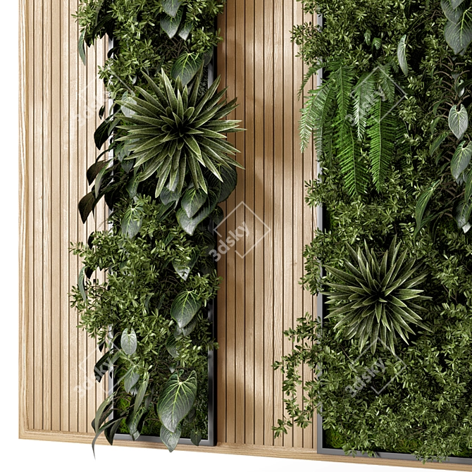 Wooden Base Vertical Garden - Set 536 3D model image 4