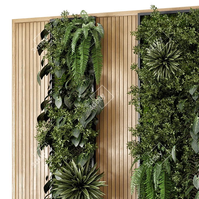 Wooden Base Vertical Garden - Set 536 3D model image 5