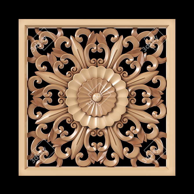 Exquisite Wood Carving Design 3D model image 1