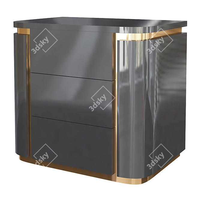 Luxury White & Gold Bedside Table 3D model image 1